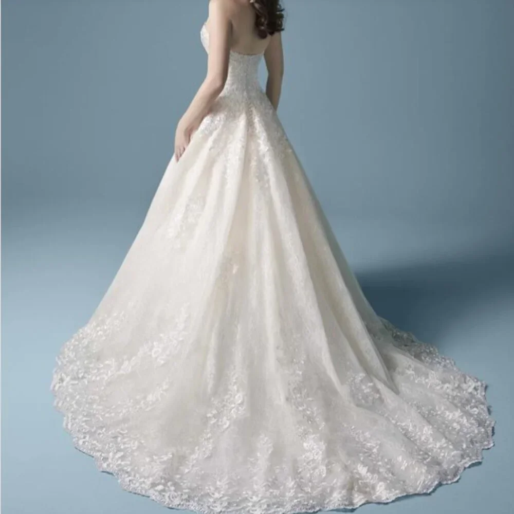 Maggie Sottero Tennyson Cream Lace Wedding Dress - Picture 2 of 6